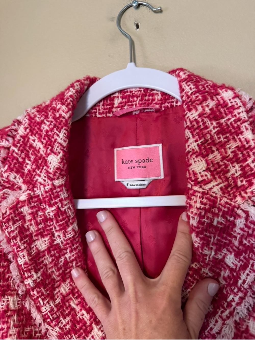 Kate Spade Pink and White Tweed Blazer - Picture 3 of 9